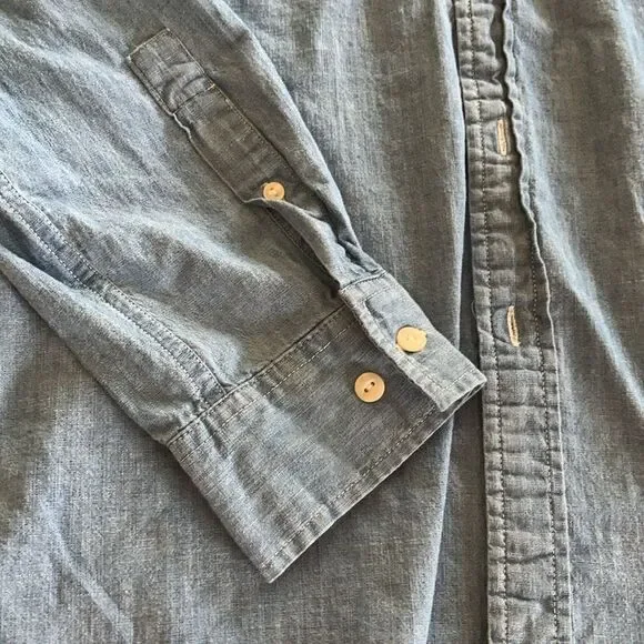 Sonoma Unisex Chambray Denim Button Down Shirt Size Small Layering Western - Picture 7 of 7